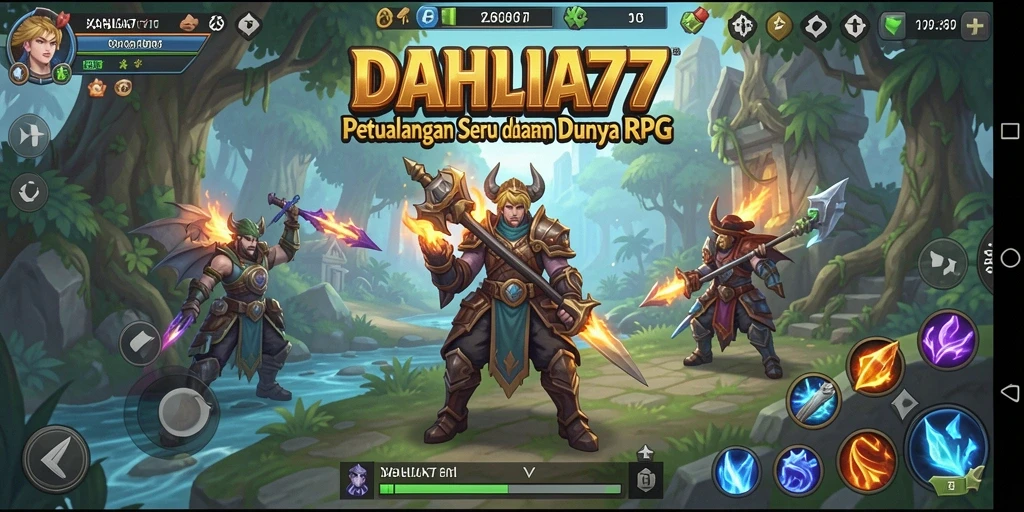 Screenshot DAHLIA77 menampilkan aksi seru dalam pertarungan RPG.