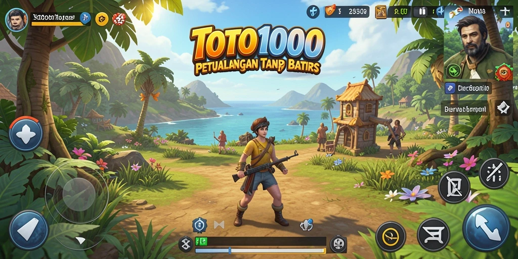 Screenshot TOTO1000 menampilkan eksplorasi dunia yang menakjubkan.